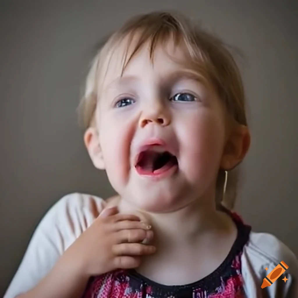 adorable toddler girl with open mouth and drooling
