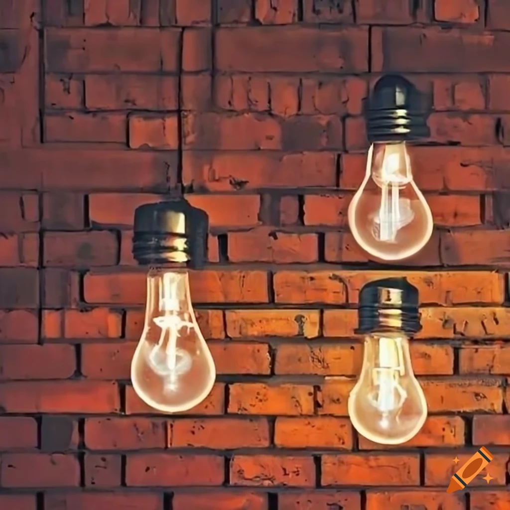 Creative brick wall with light bulbs on Craiyon