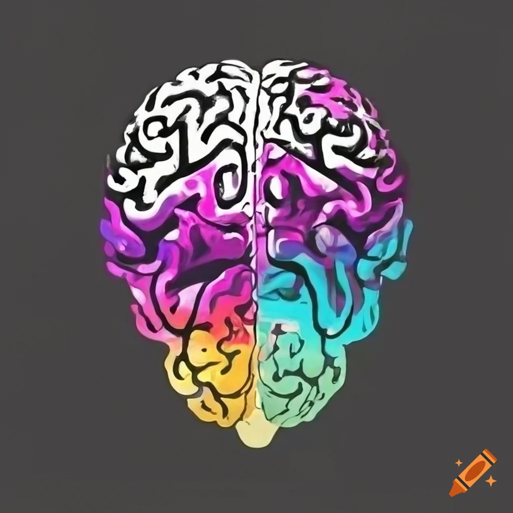 Colorful abstract brain illustration on Craiyon