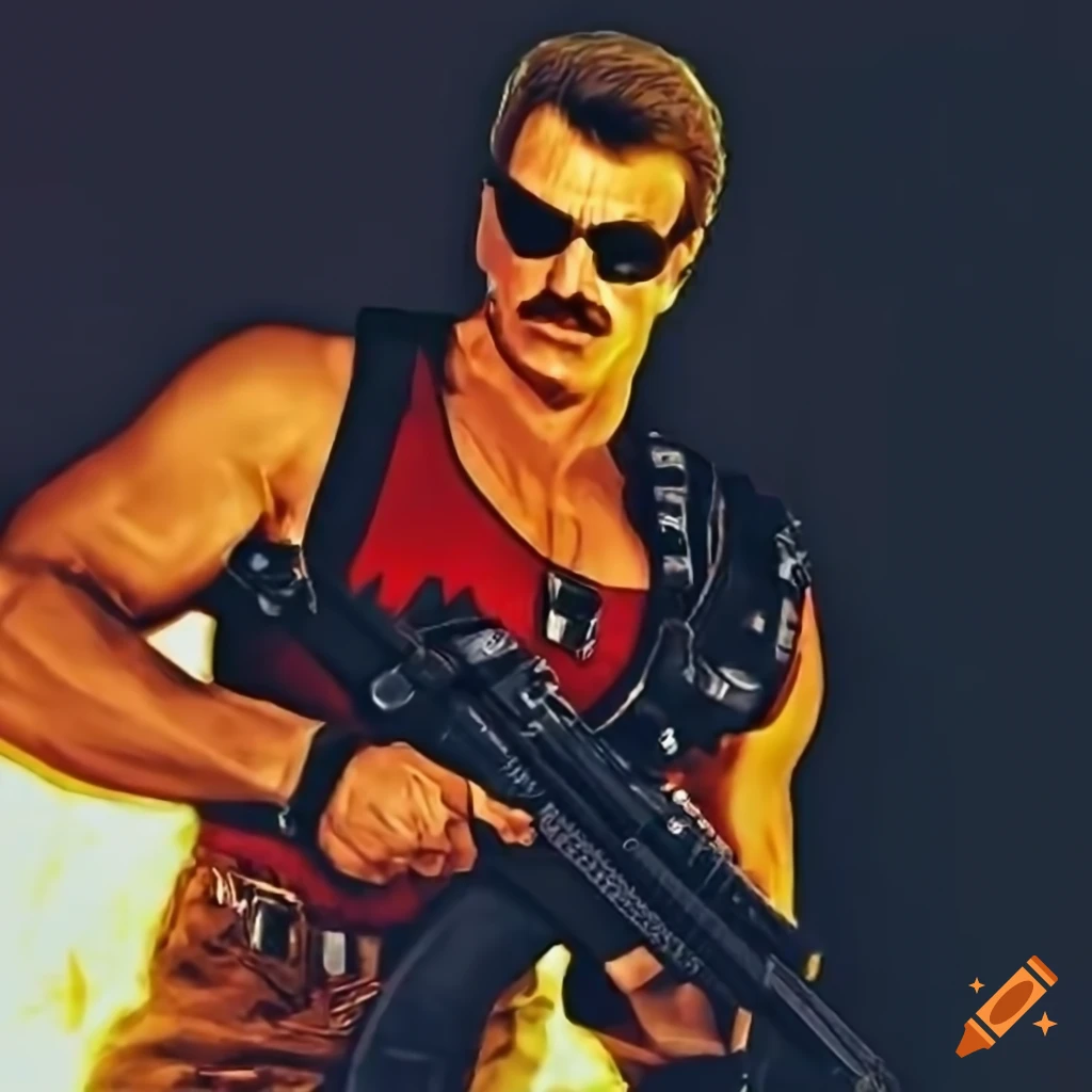 retro poster of Duke Nukem with Tom Selleck in GTA V