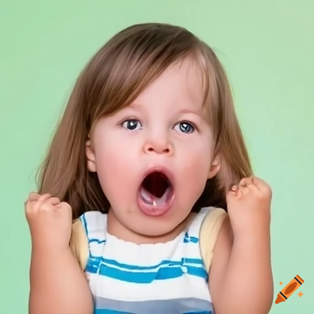 adorable toddler girl with her mouth open