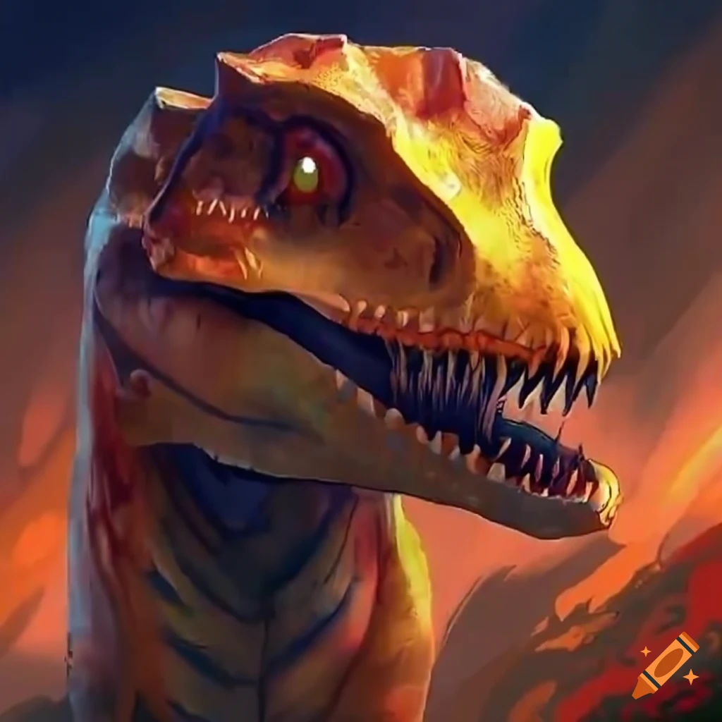 cartoon illustration of a dinosaur playing video games