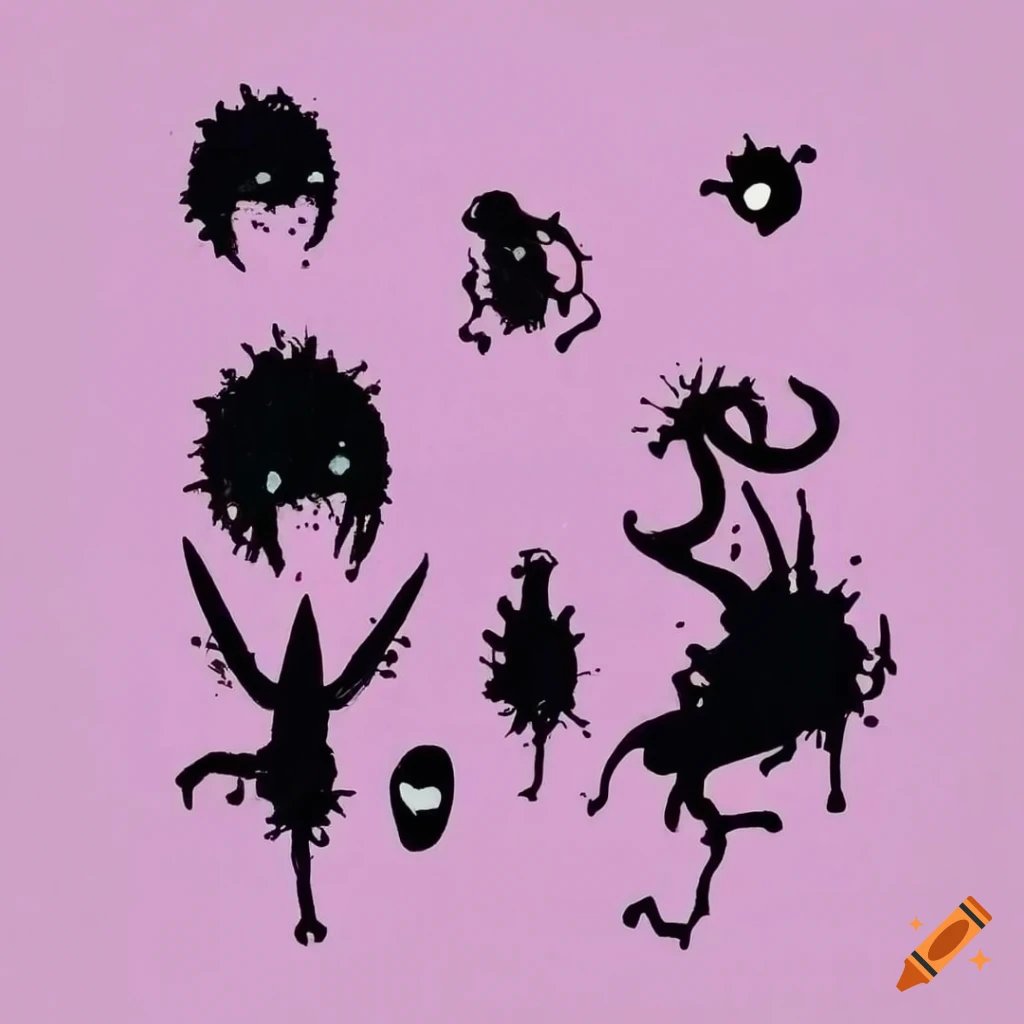 Minimalistic ink blot monsters on Craiyon