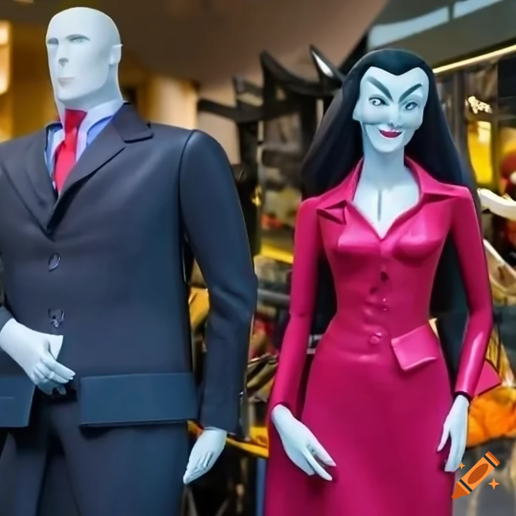image of smug male and female spies posing in a boutique