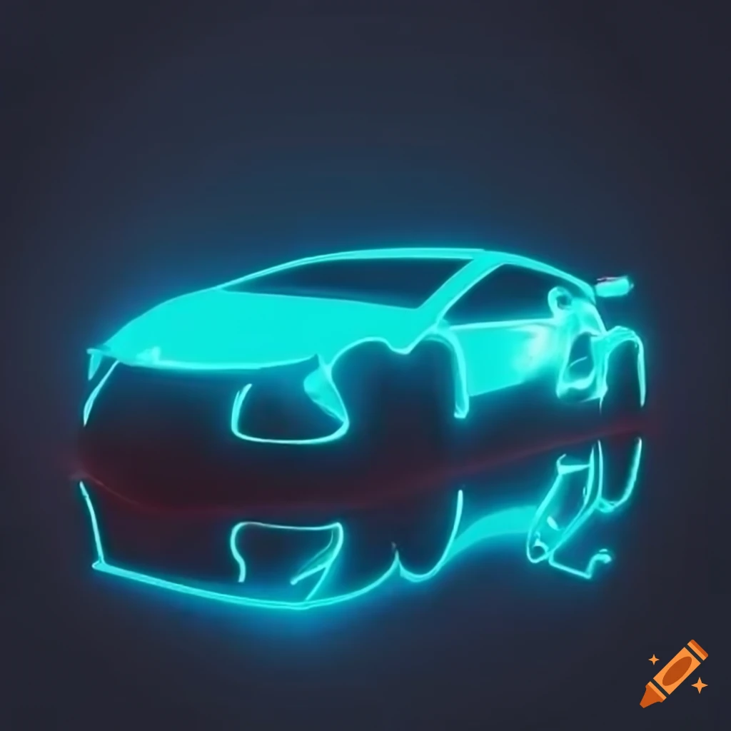 Neon car on a dark background on Craiyon