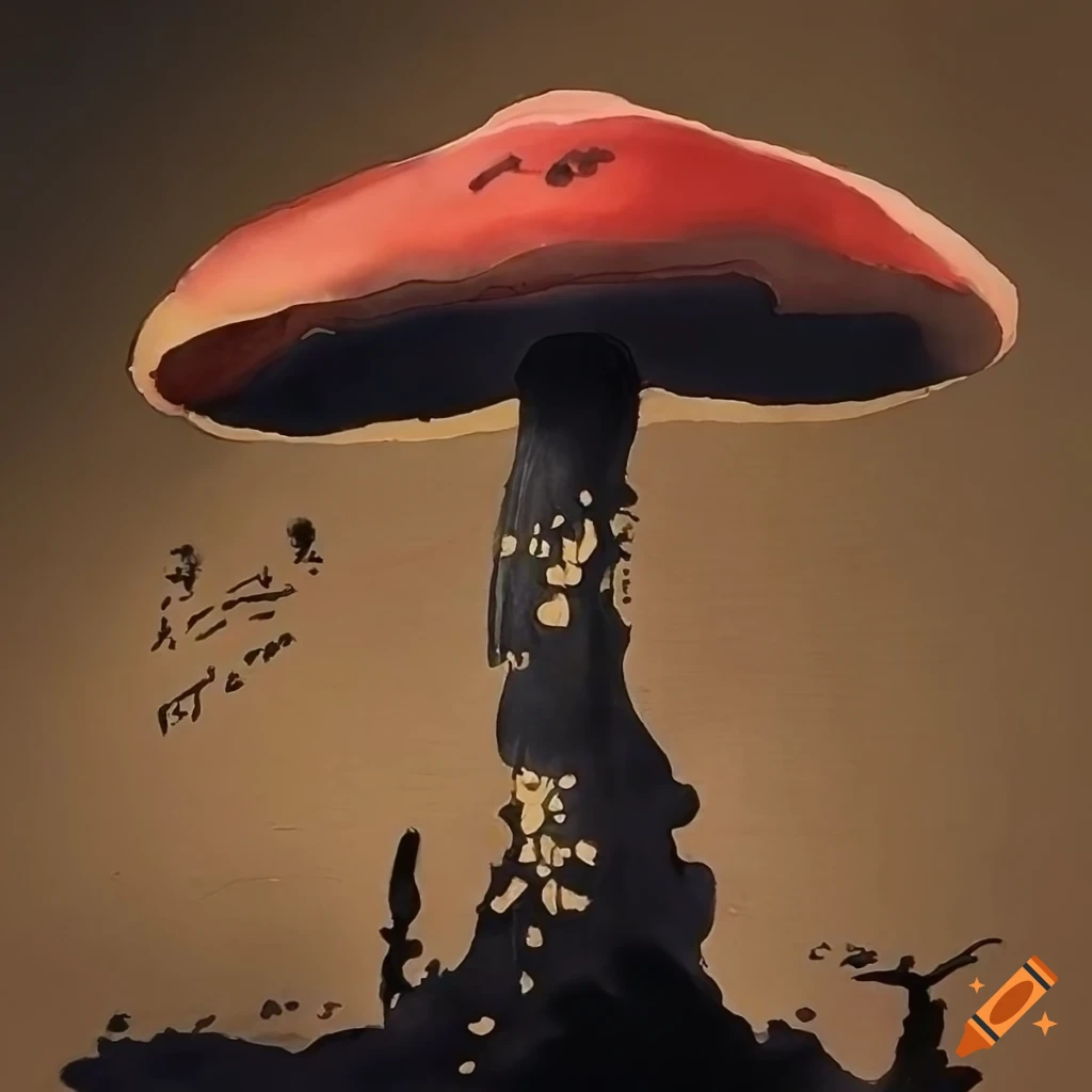 Chinese ink painting of mushrooms on Craiyon