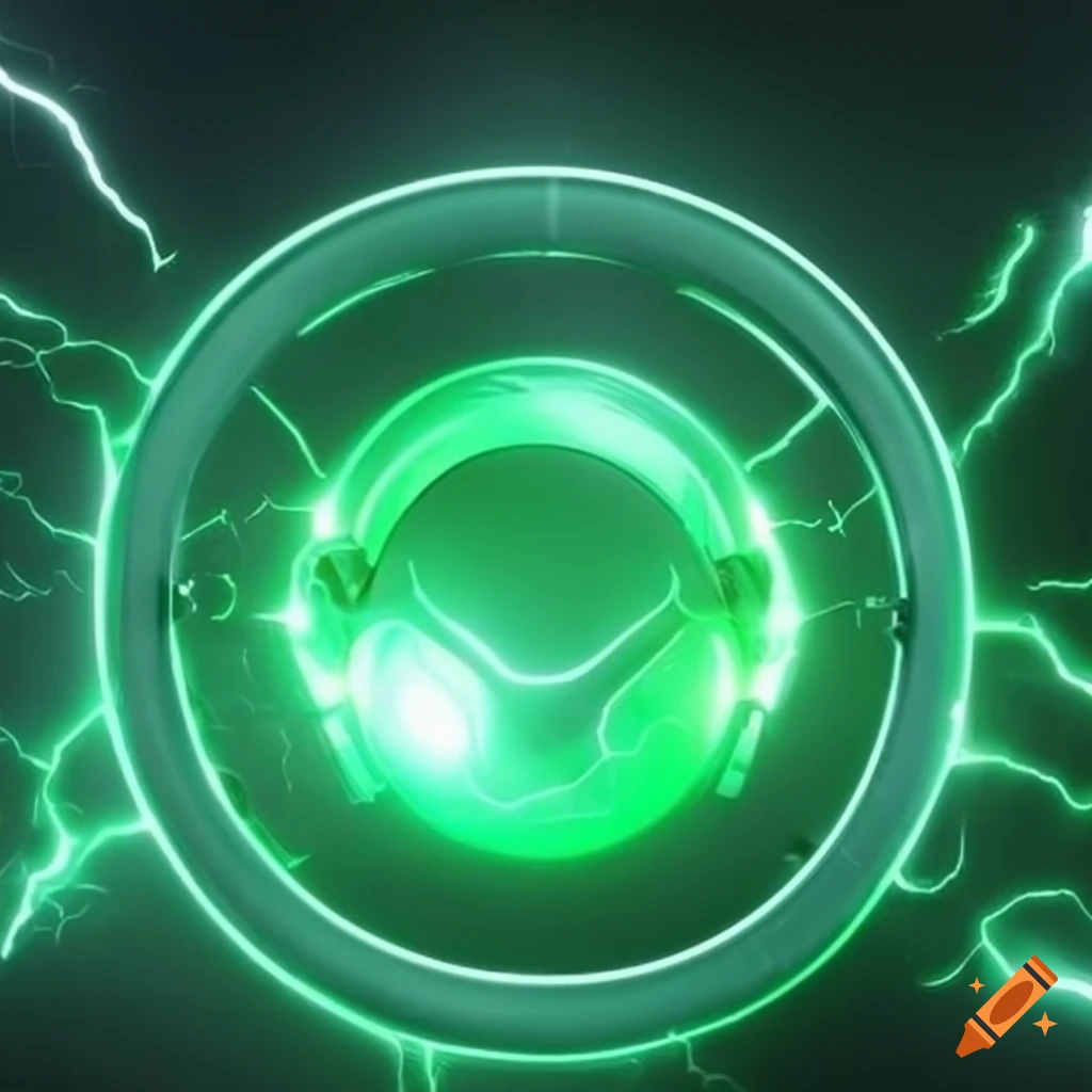 futuristic green headphones with cinematic lighting