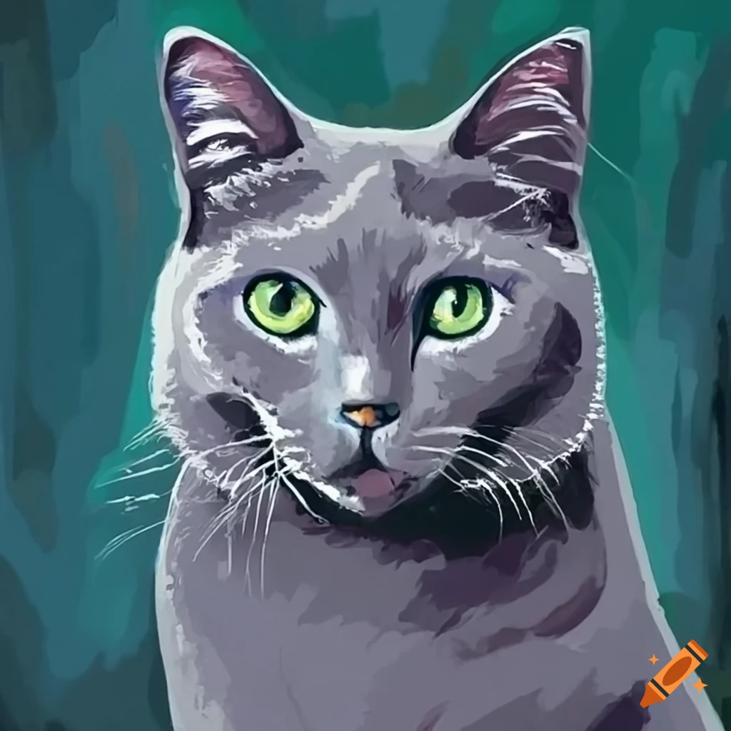 Picture of a russian blue cat on Craiyon