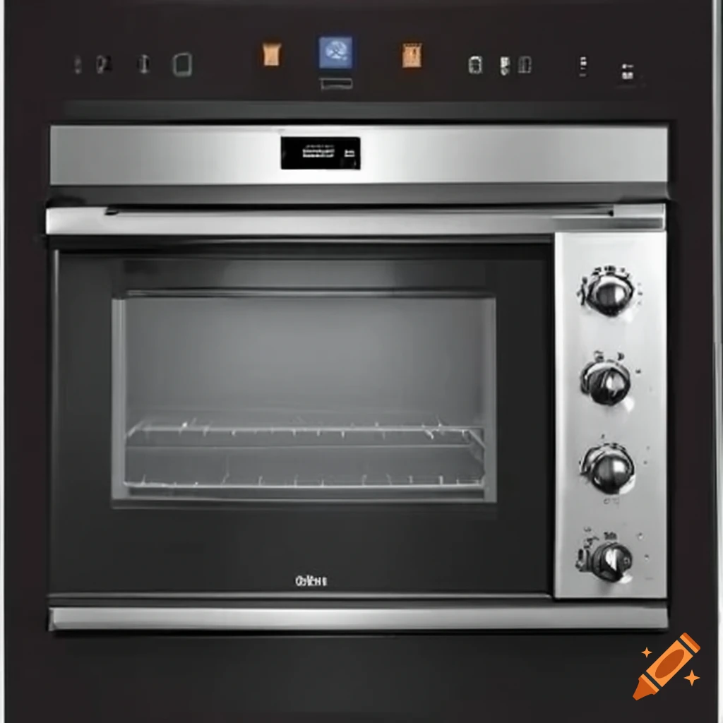 Modern stainless steel oven with digital display on Craiyon