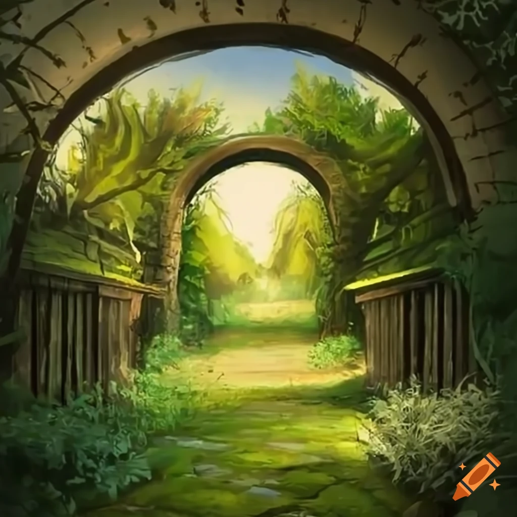 Garden With An Arch Pathway