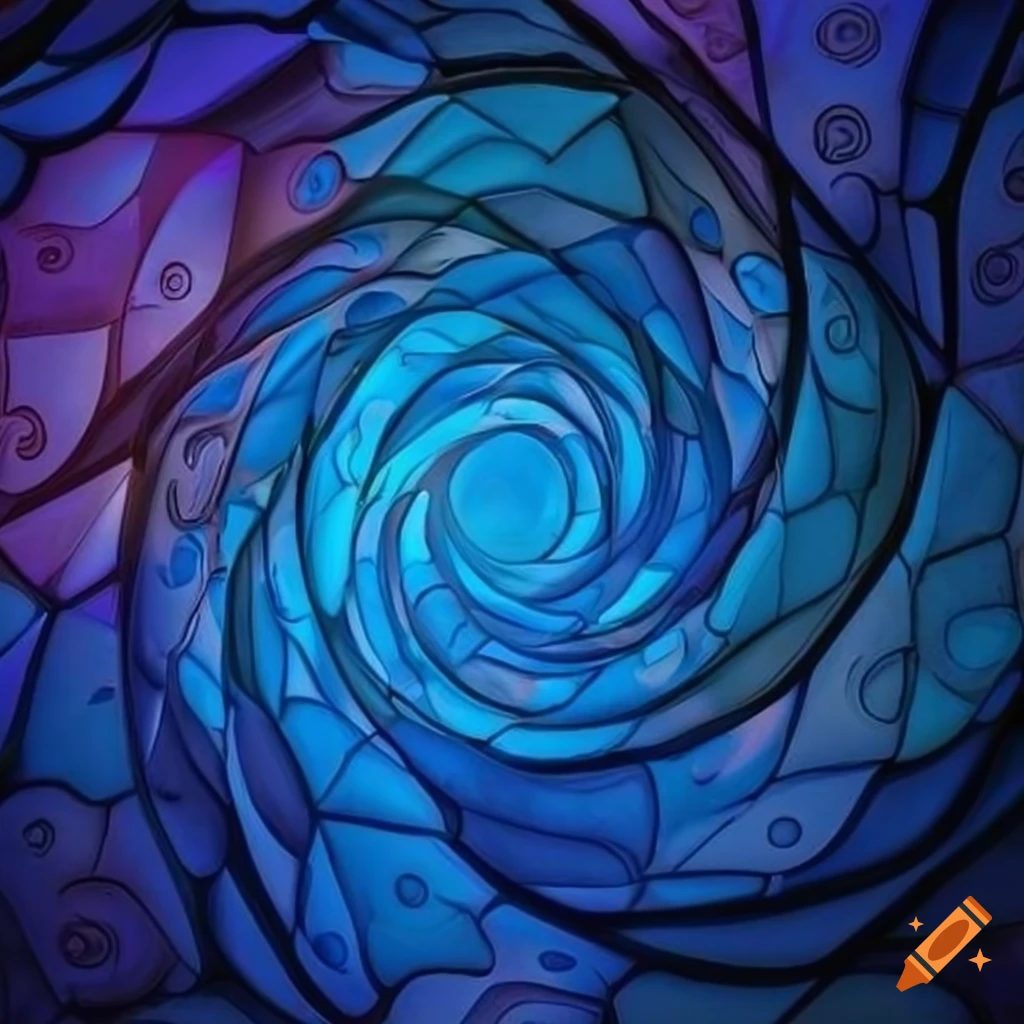 vibrant tessellated artwork with a white and blue planet