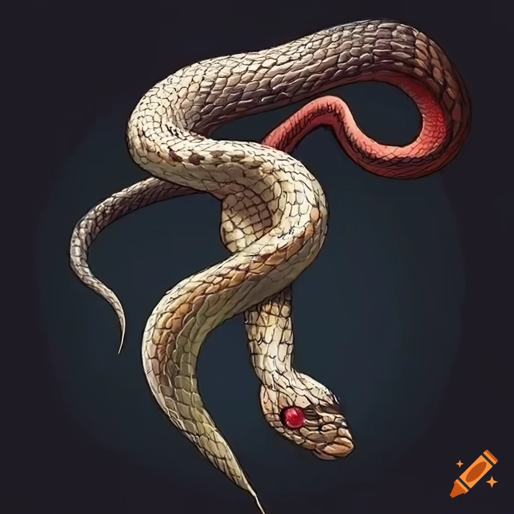 Illustration of a manga snake on Craiyon