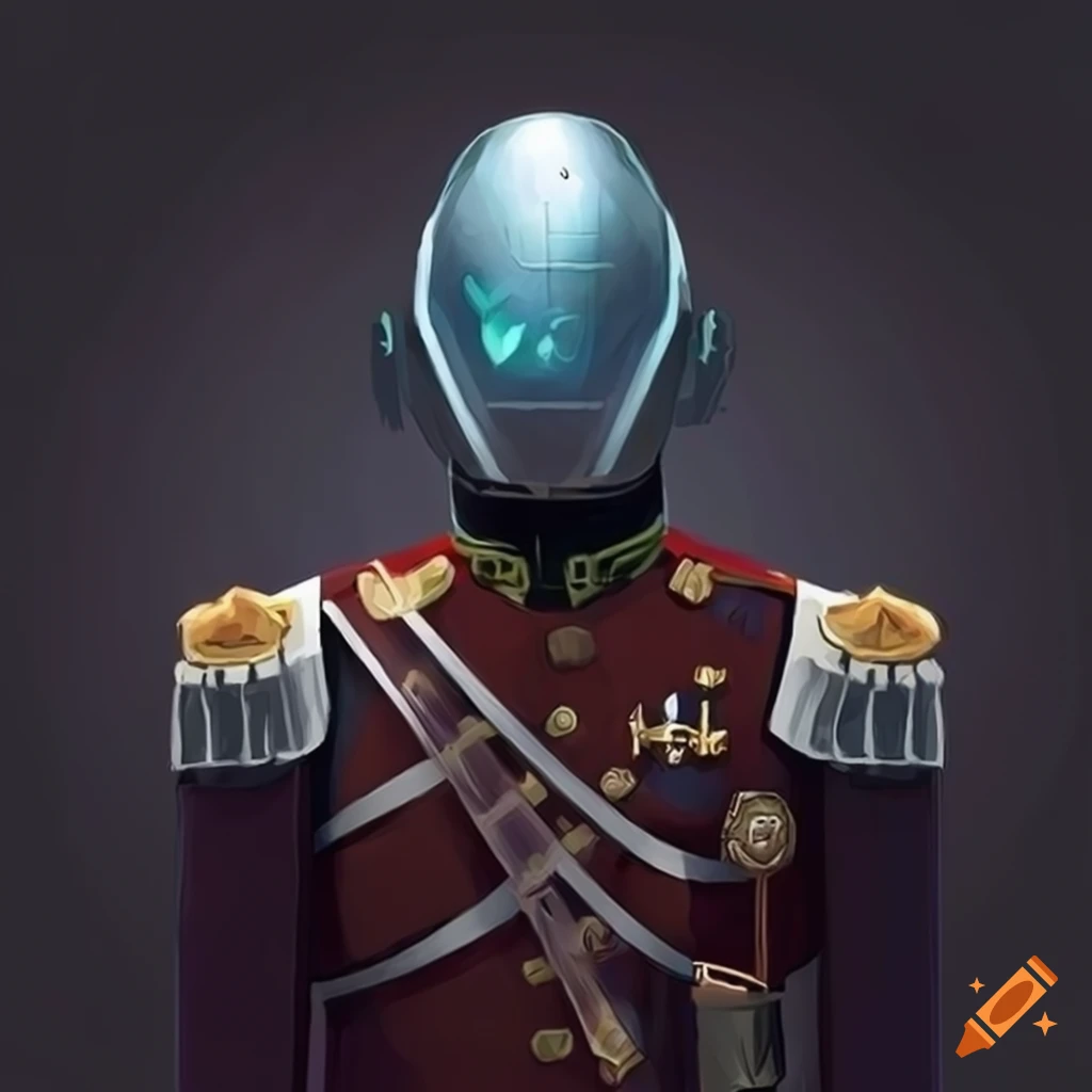 futuristic soldier in Napoleonic-inspired uniform illustration