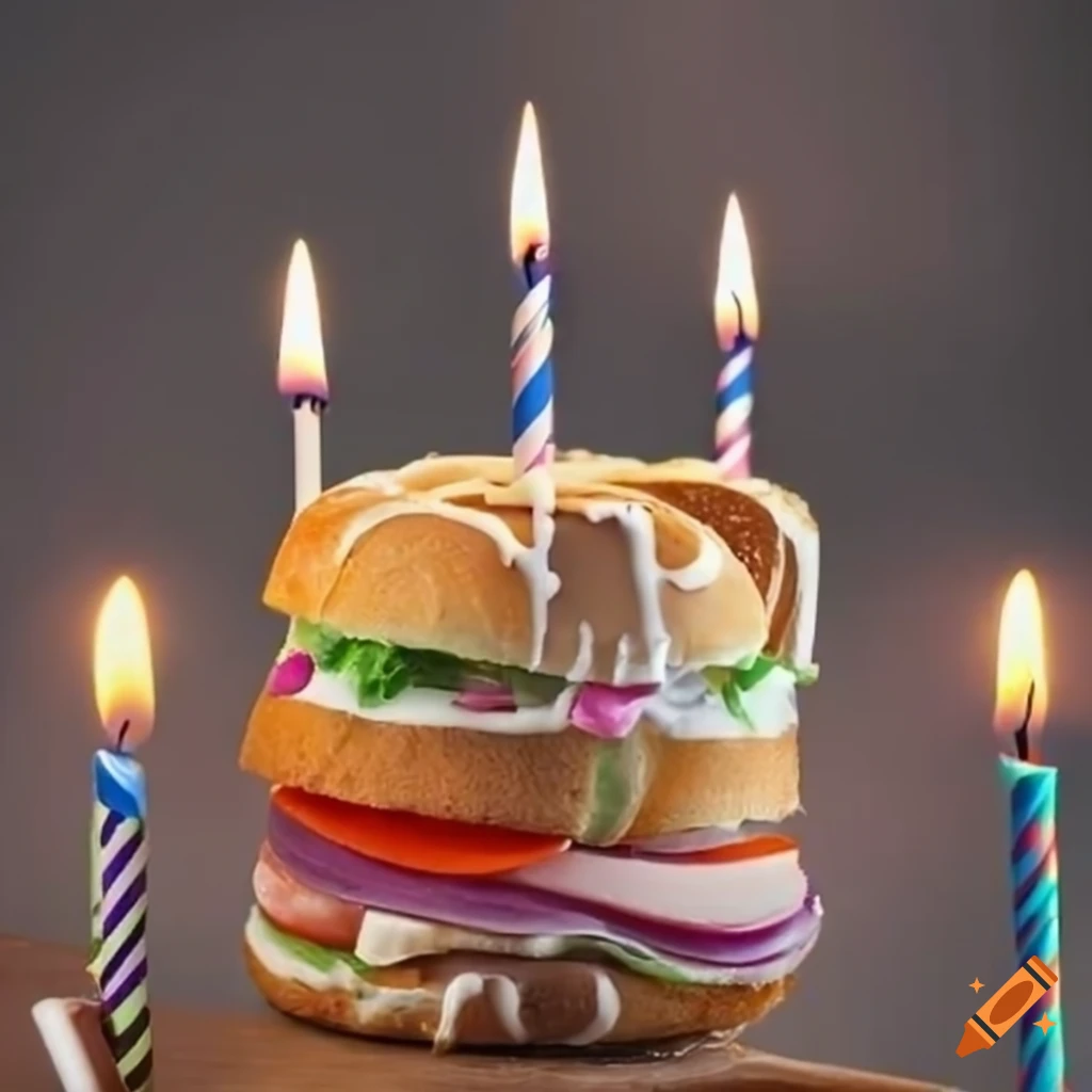 delicious club sandwich with icing and candles