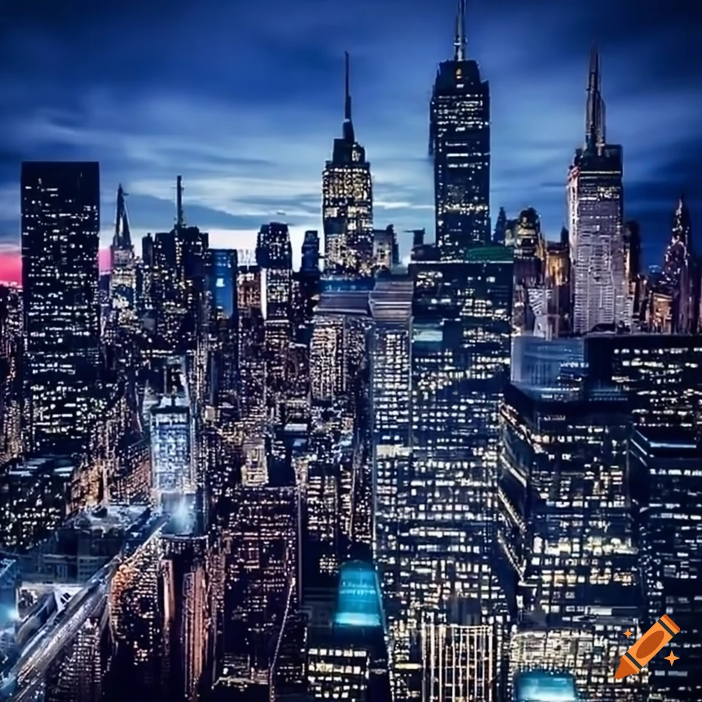 Futuristic city skyline of new york