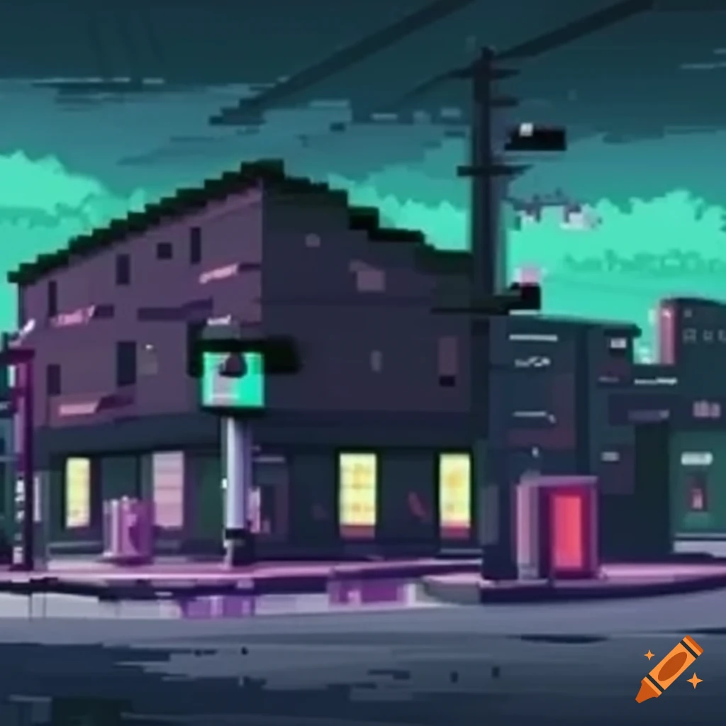 Detailed Dark Noir Street Scene In Pixel Art detailed-dark-noir-street-scene-in-pixel-art