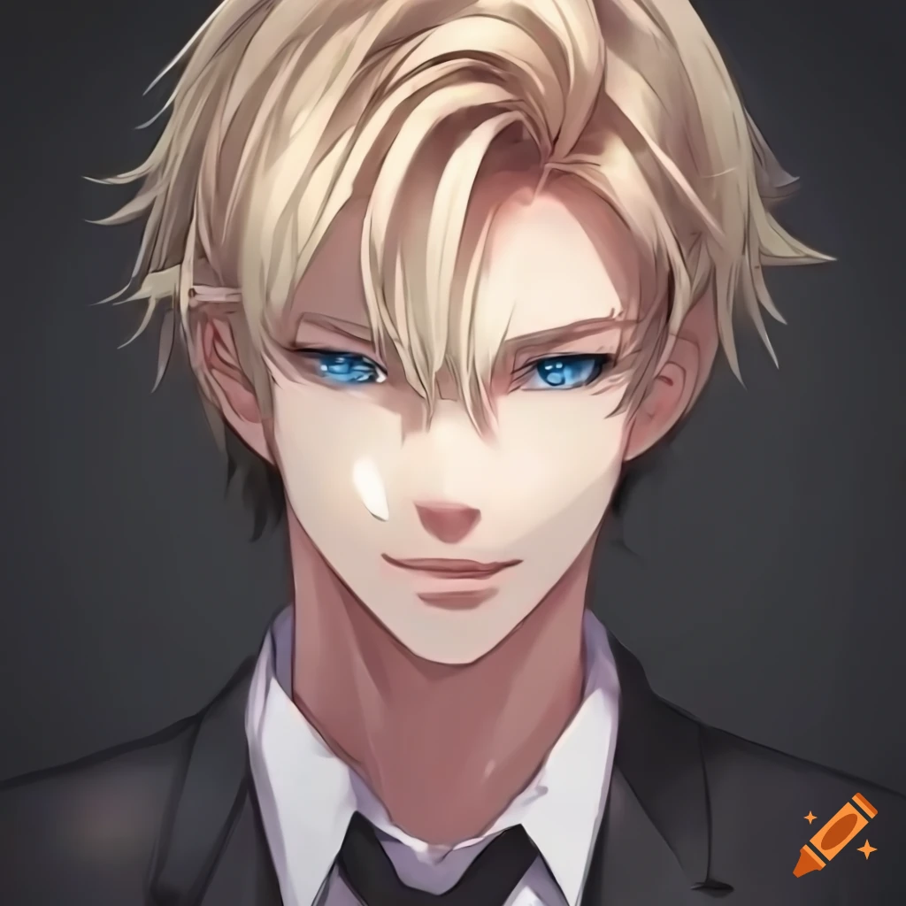 anime-style portrait of a guy in a black suit
