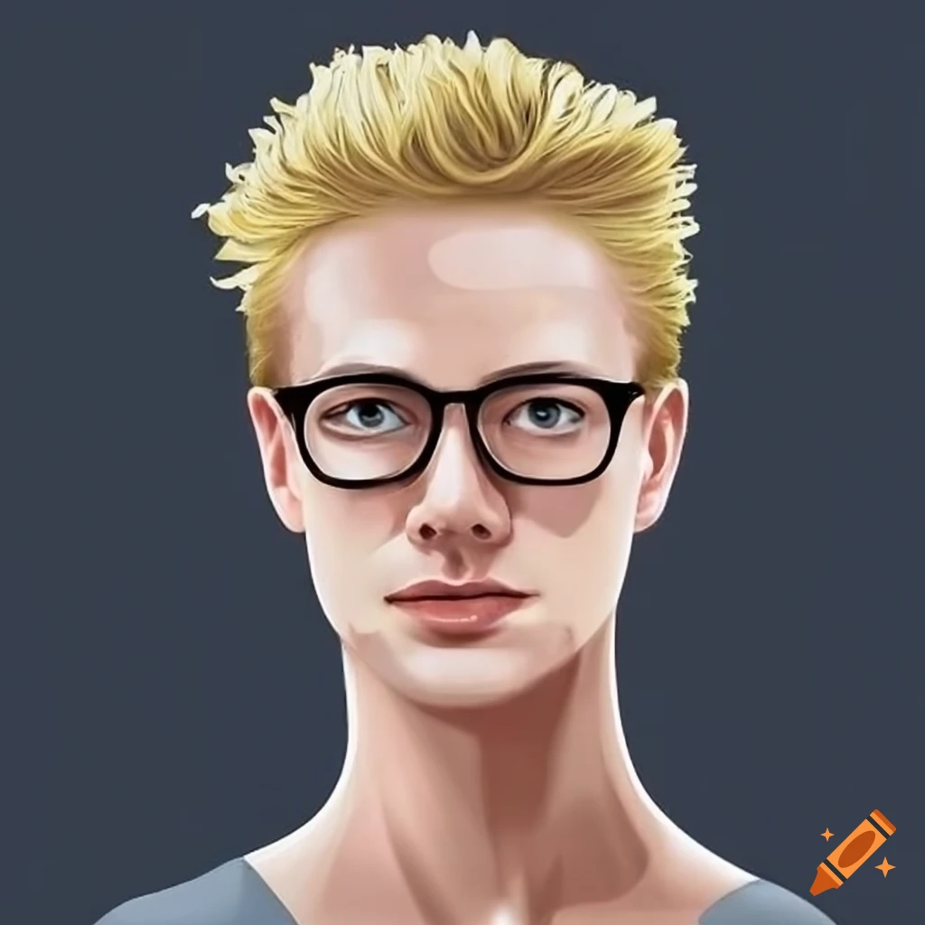 Portrait of a blond german man with glasses on Craiyon