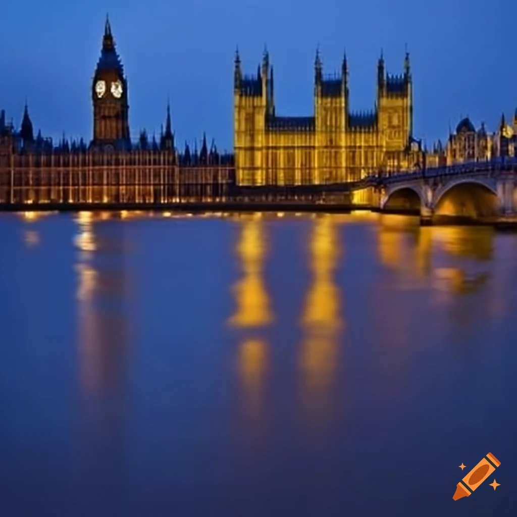 Sunset View Of Houses Of Parliament From A Bridge On Craiyon