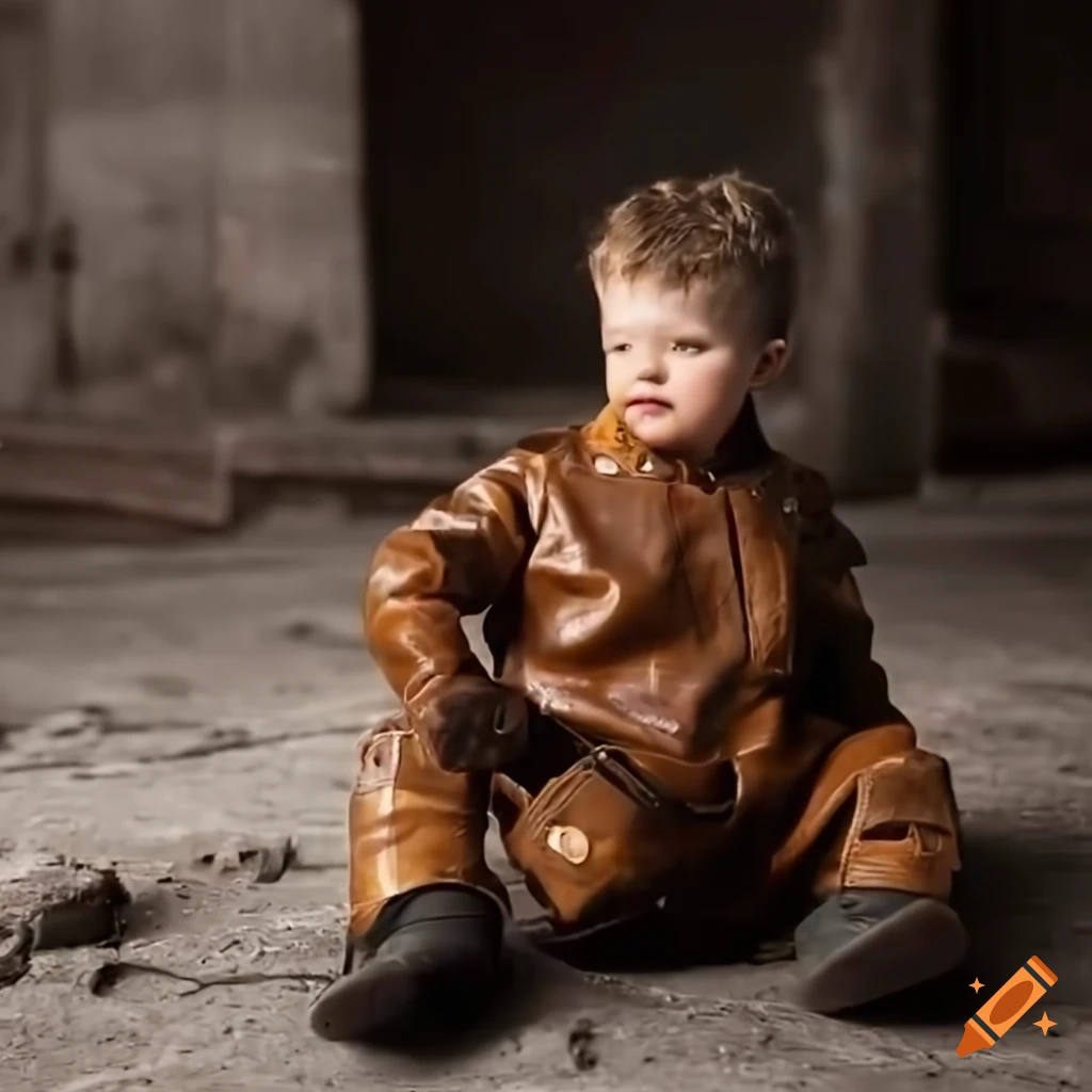 toddler boy construction worker on a building site