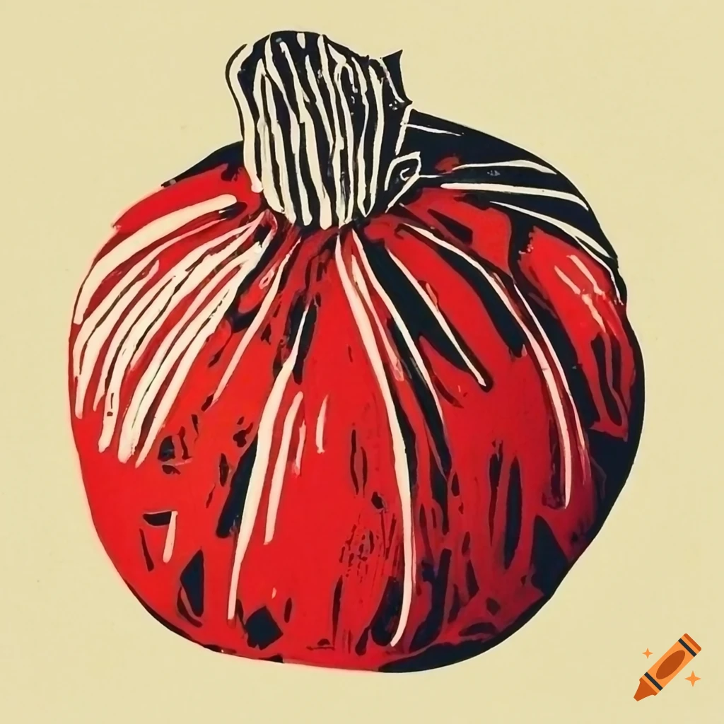 Lino print style vegetables on Craiyon