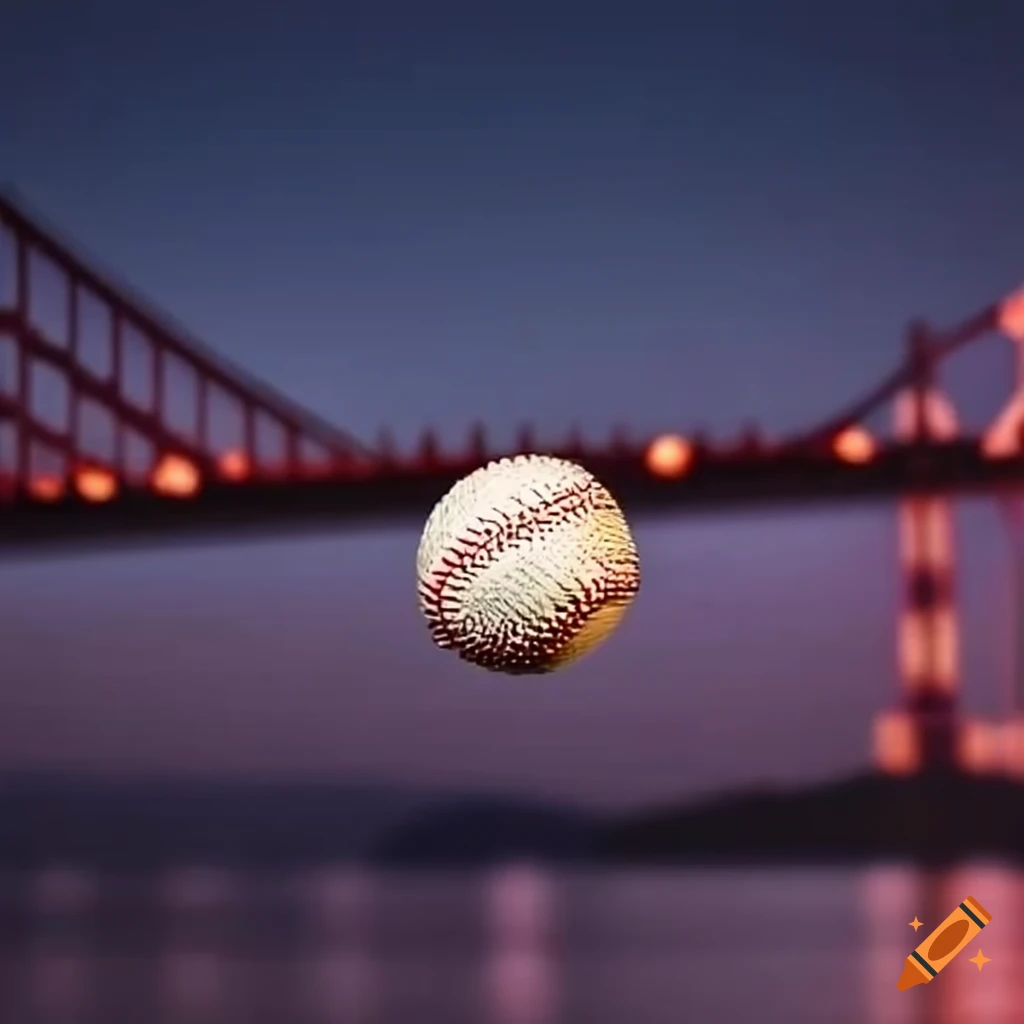 Baseball soaring over golden gate bridge on Craiyon