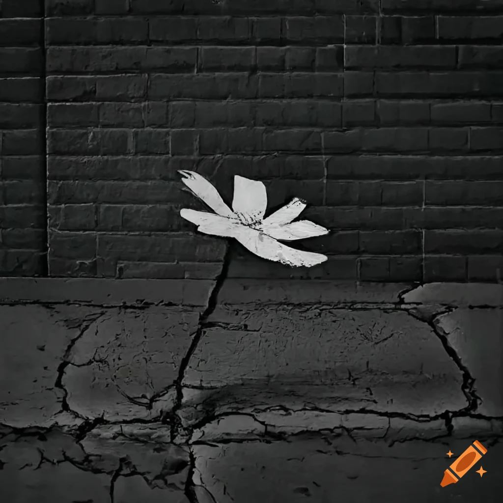 Impressionistic painting of a flower growing through concrete on Craiyon
