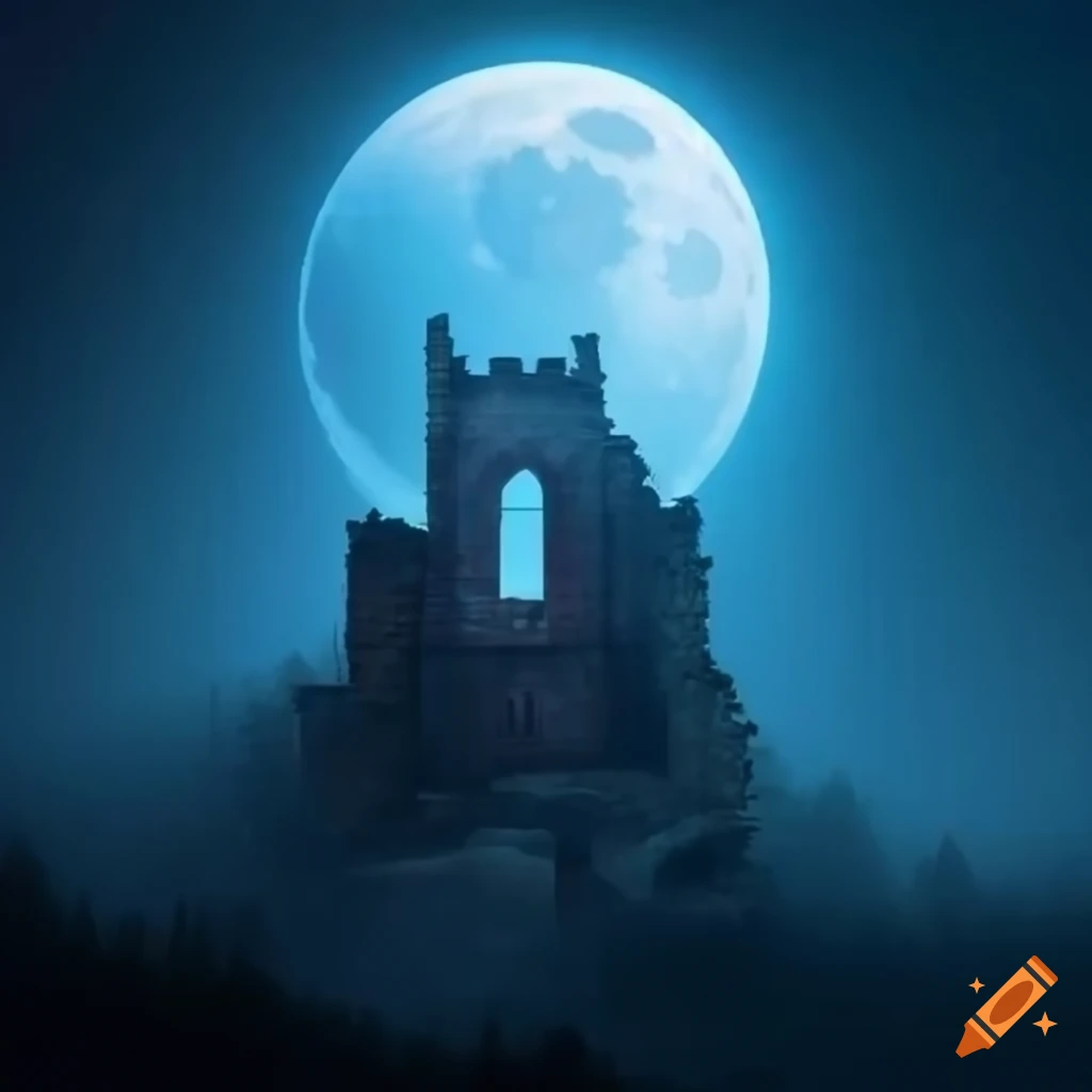 Old worn small castle in a dark forest on Craiyon