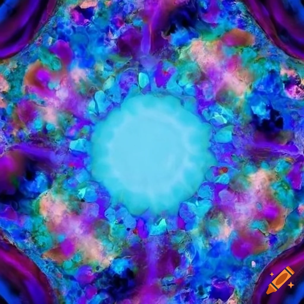 vibrant tessellated artwork with a white and blue planet