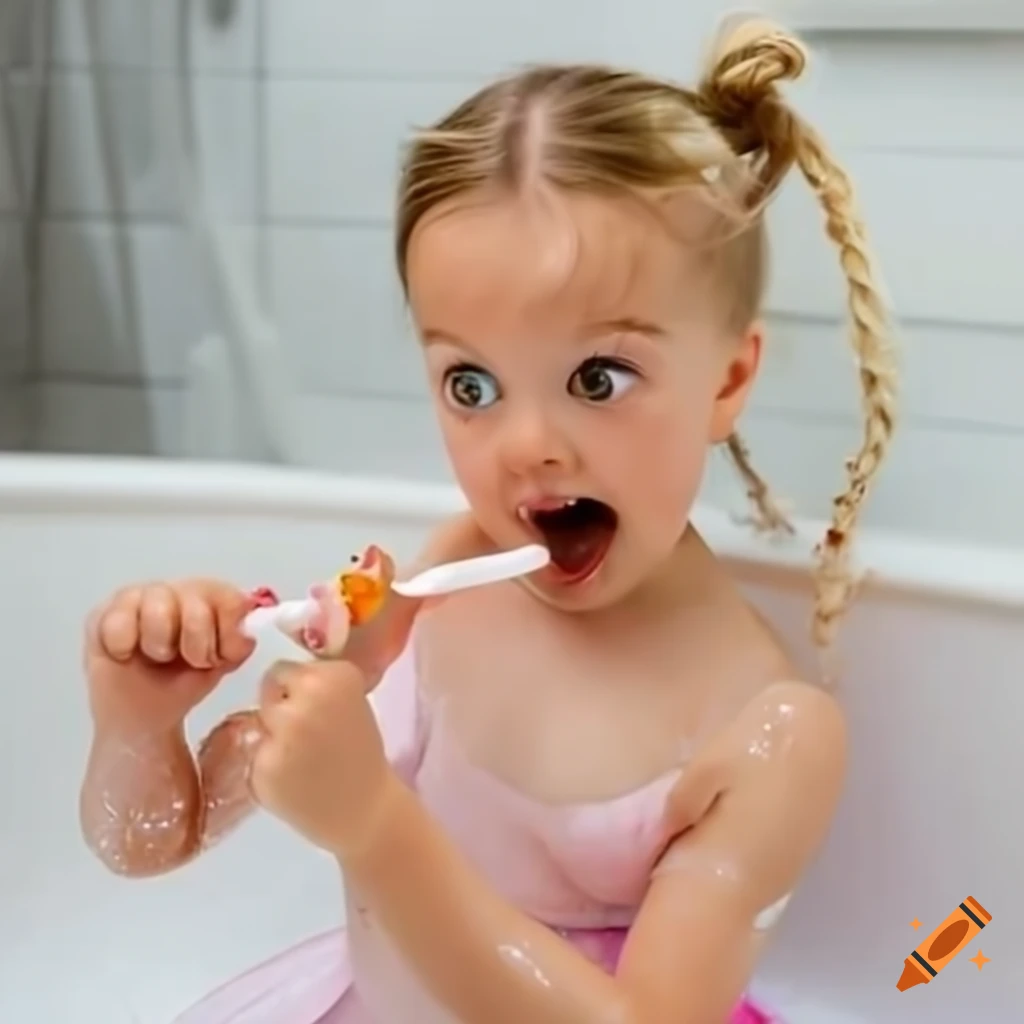 surprised ballerina toddler girl eating a white popsicle