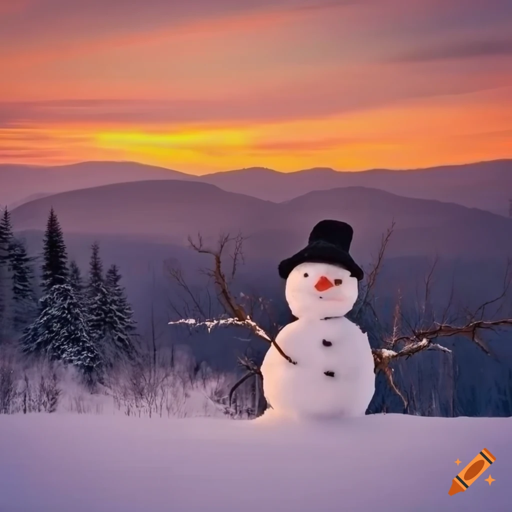 sunset-over-czech-mountains-during-winter-with-snowman-on-craiyon