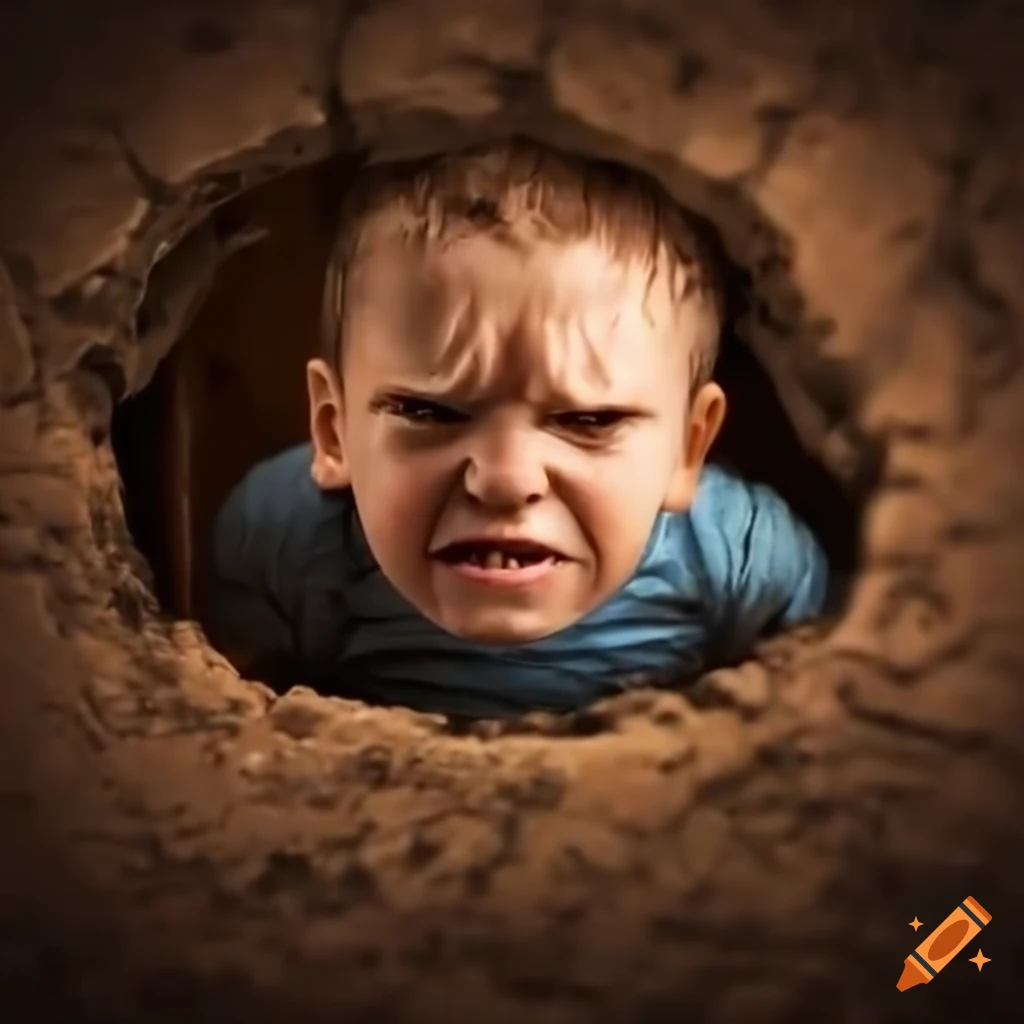 little boy falling into a sewer manhole