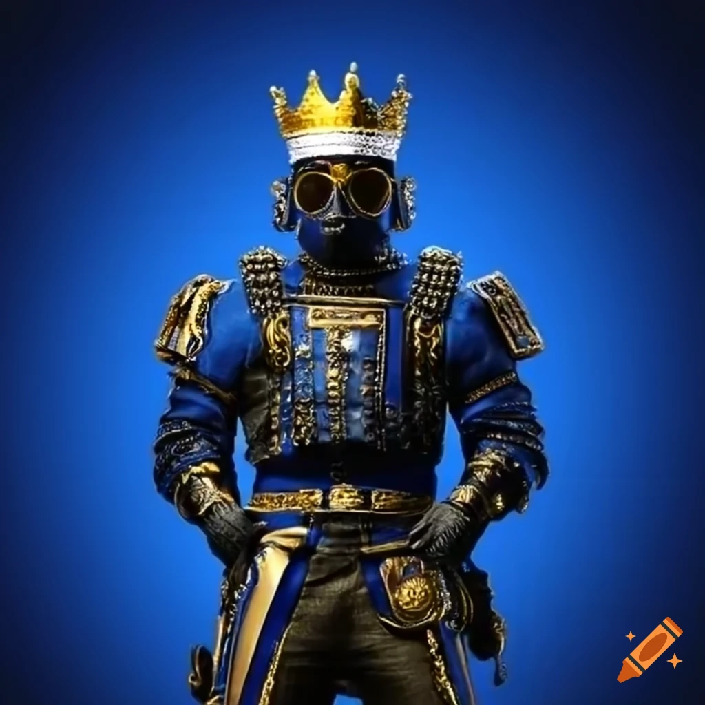 portrait of a king with blue and gold clothing