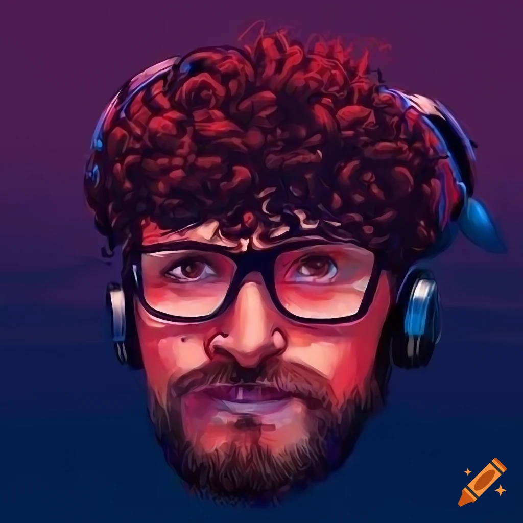 podcast cover art featuring a man with headphones