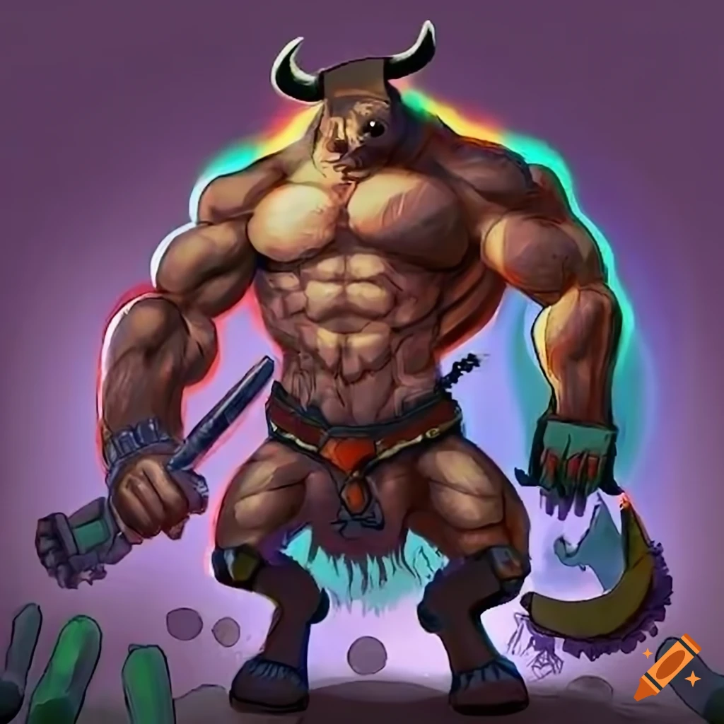 powerful blacksmith minotaur artwork