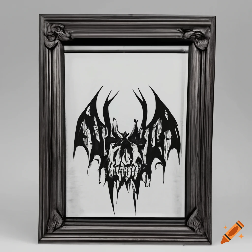 ferocious death metal band logo with bat wings