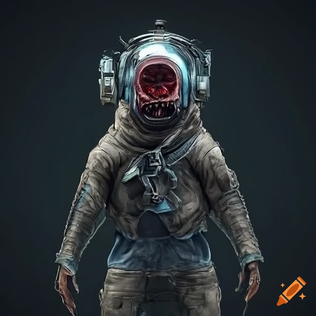 artwork of a undead monkey in a futuristic spacesuit