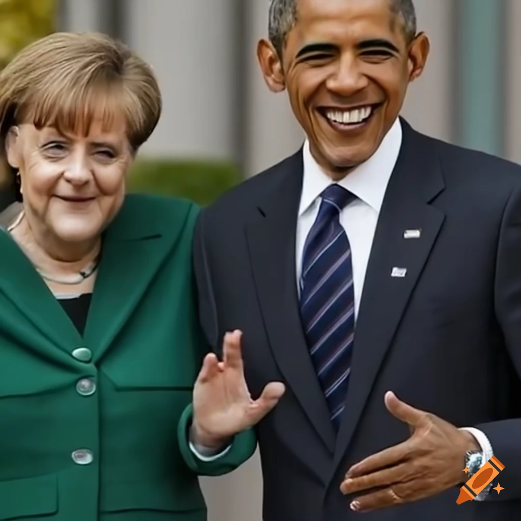 Angela Merkel and Barack Obama dancing