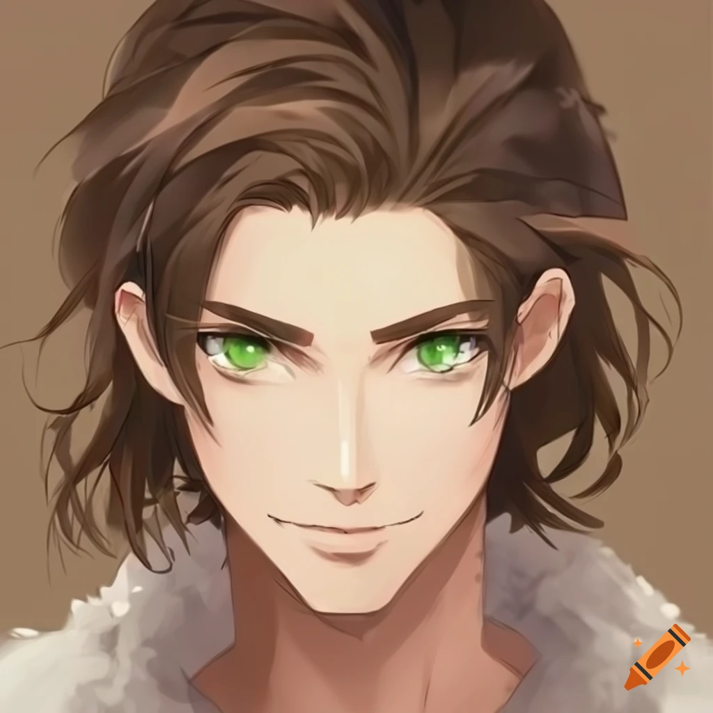 Anime Style Illustration Of A Male With Brown Hair And Green Eyes On Craiyon 5365