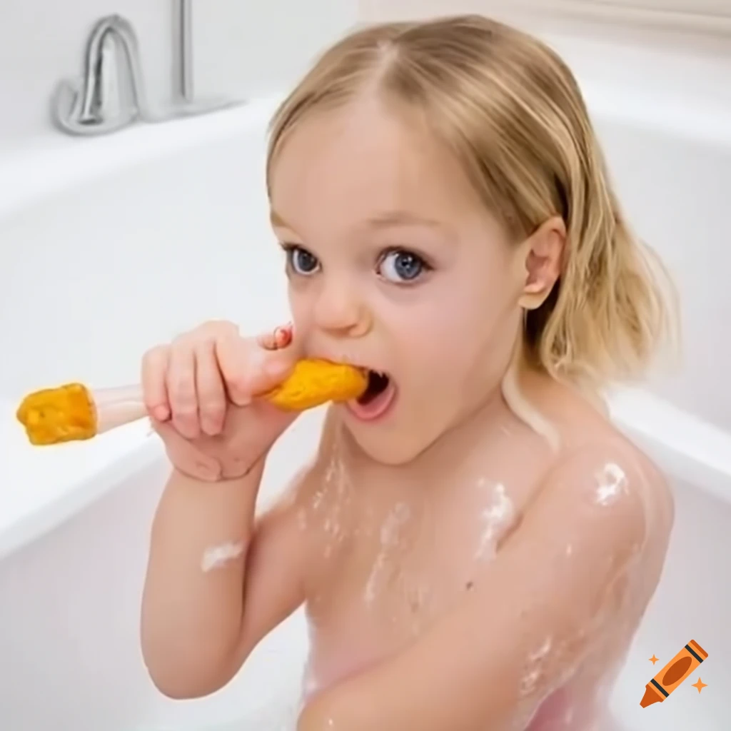 cute toddler girl eating a popsicle in surprise