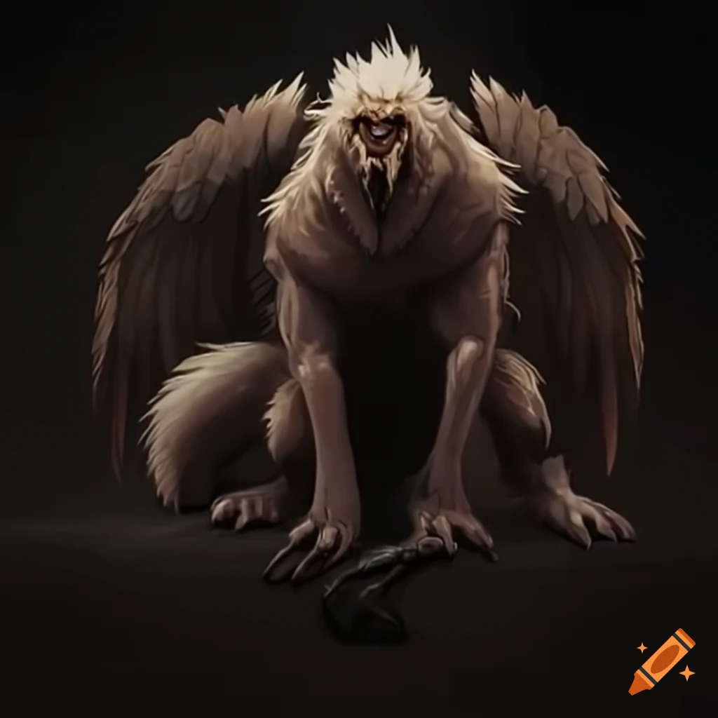 artistic depiction of a winged wolf