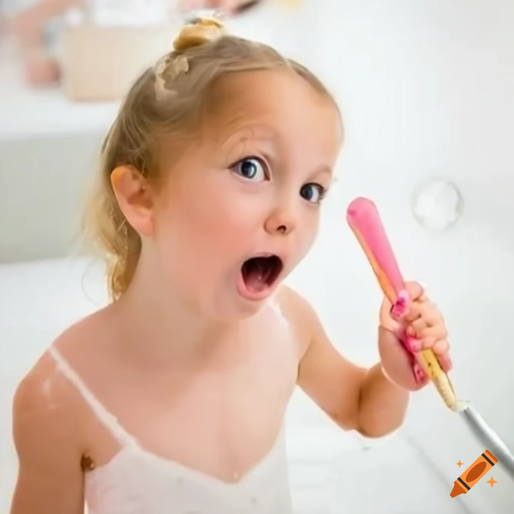 surprised toddler girl eating a popsicle