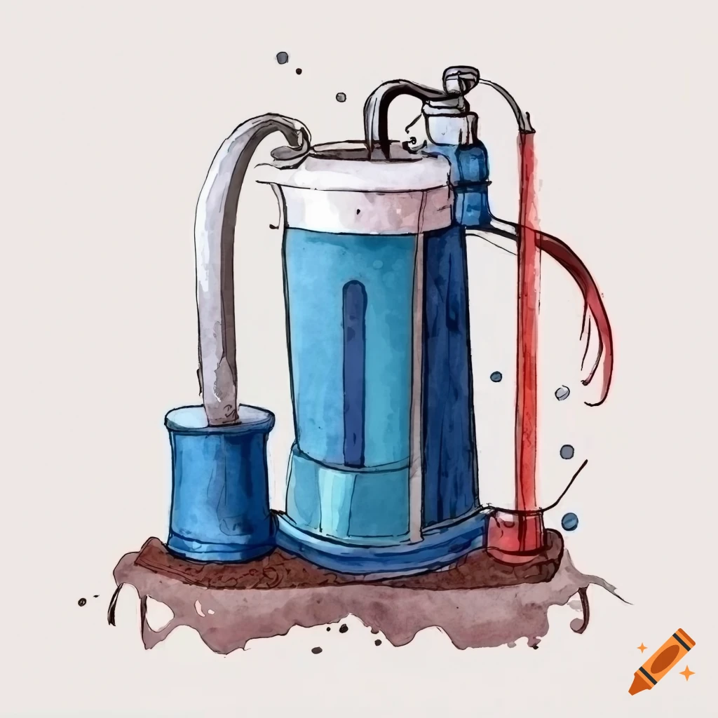 Hand drawn illustration of a sump pump on Craiyon