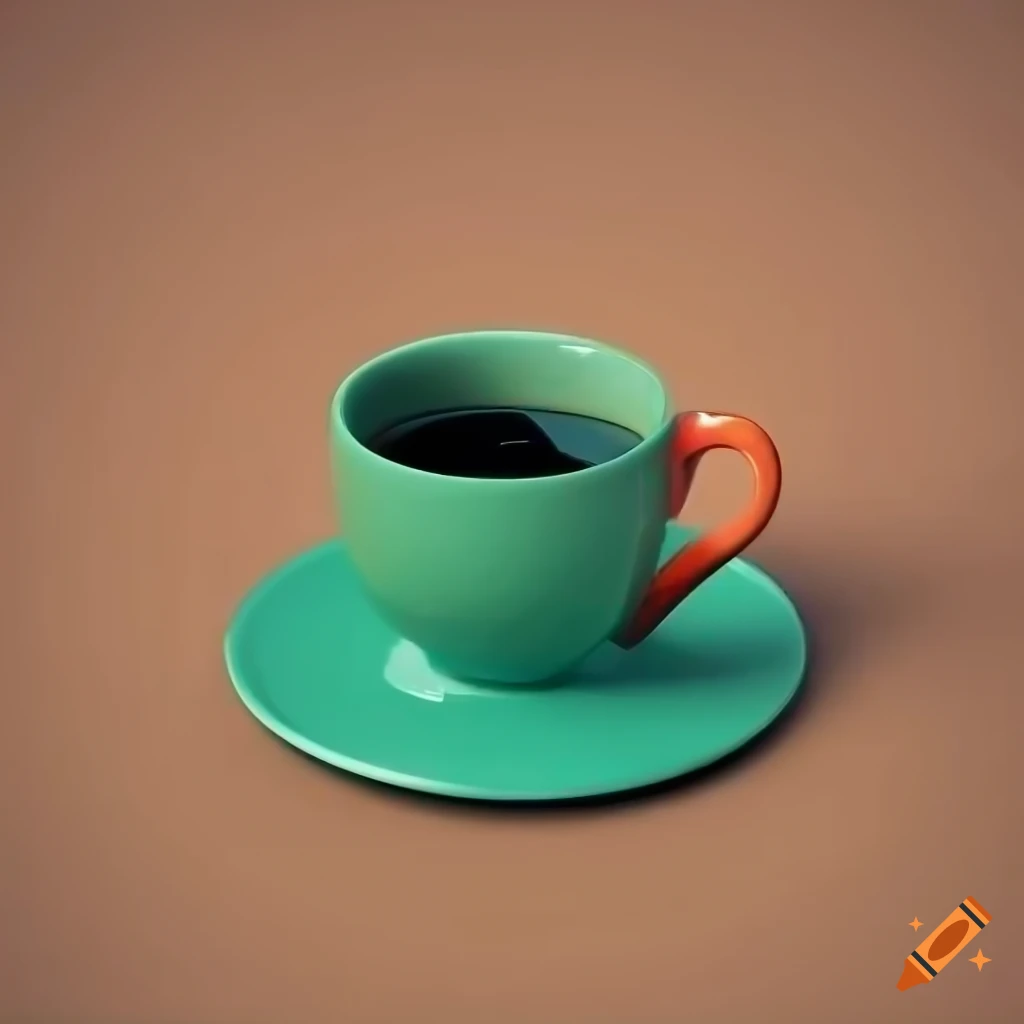 red coffee in a green ceramic cup on a wooden table