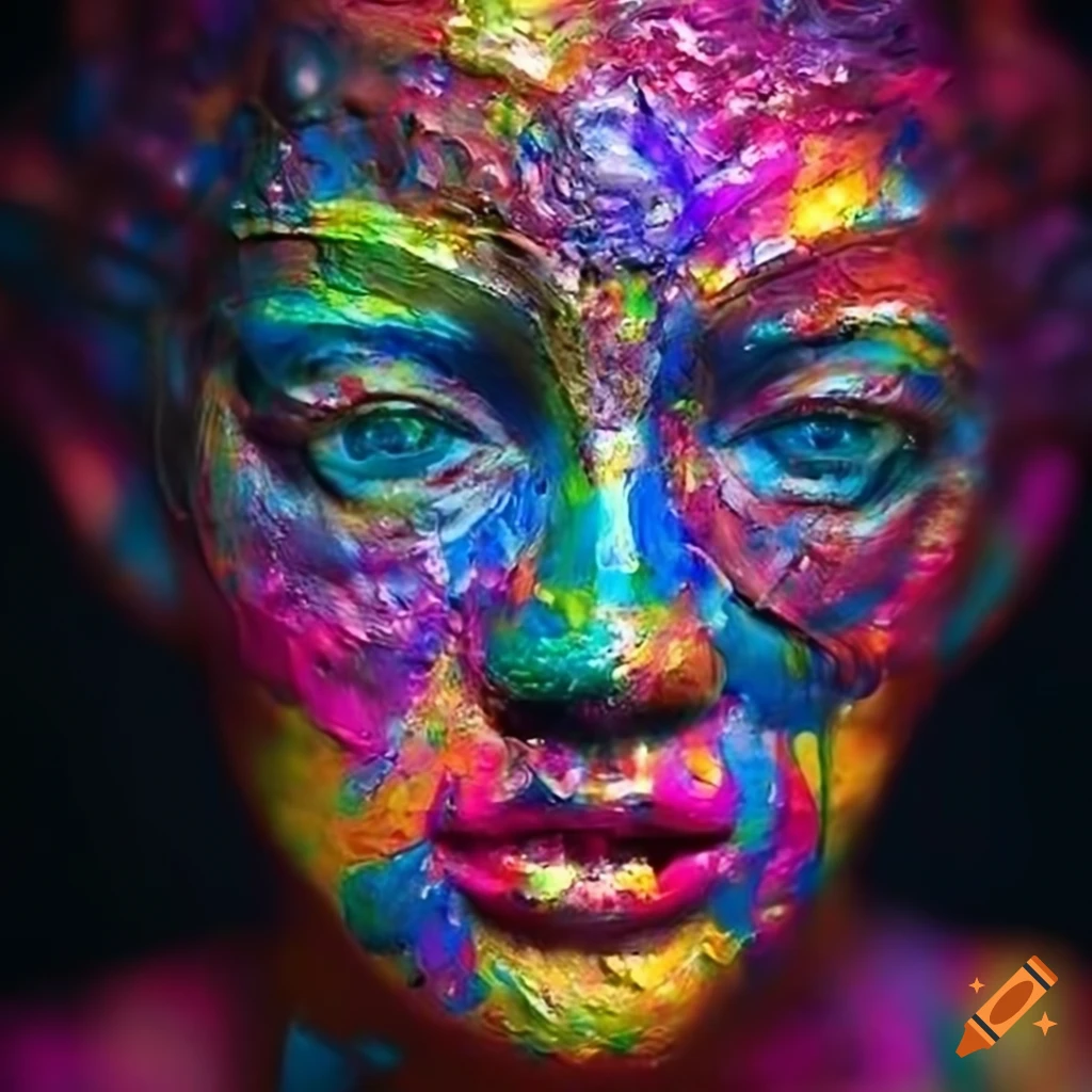 Sculpture with vibrant colors and intricate details