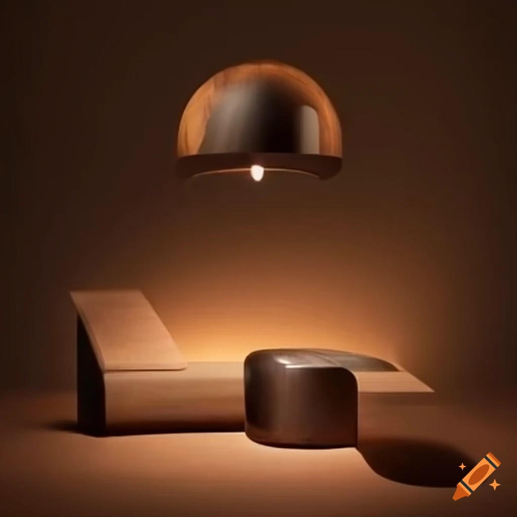 exhibitor with dark wood and natural light