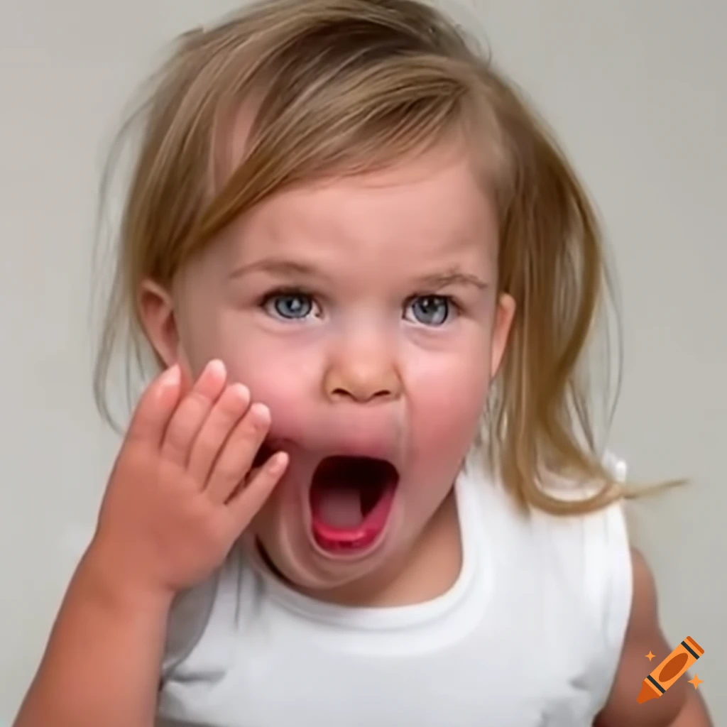 toddler girl spitting out drool