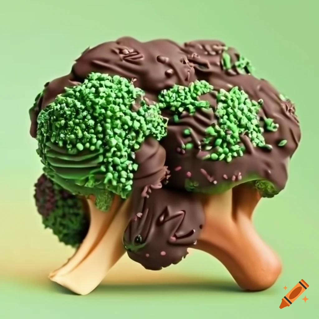 Chocolate covered broccoli on Craiyon
