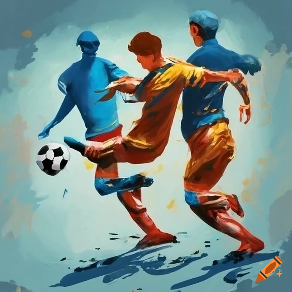Painting of a football game in a romantic style on Craiyon
