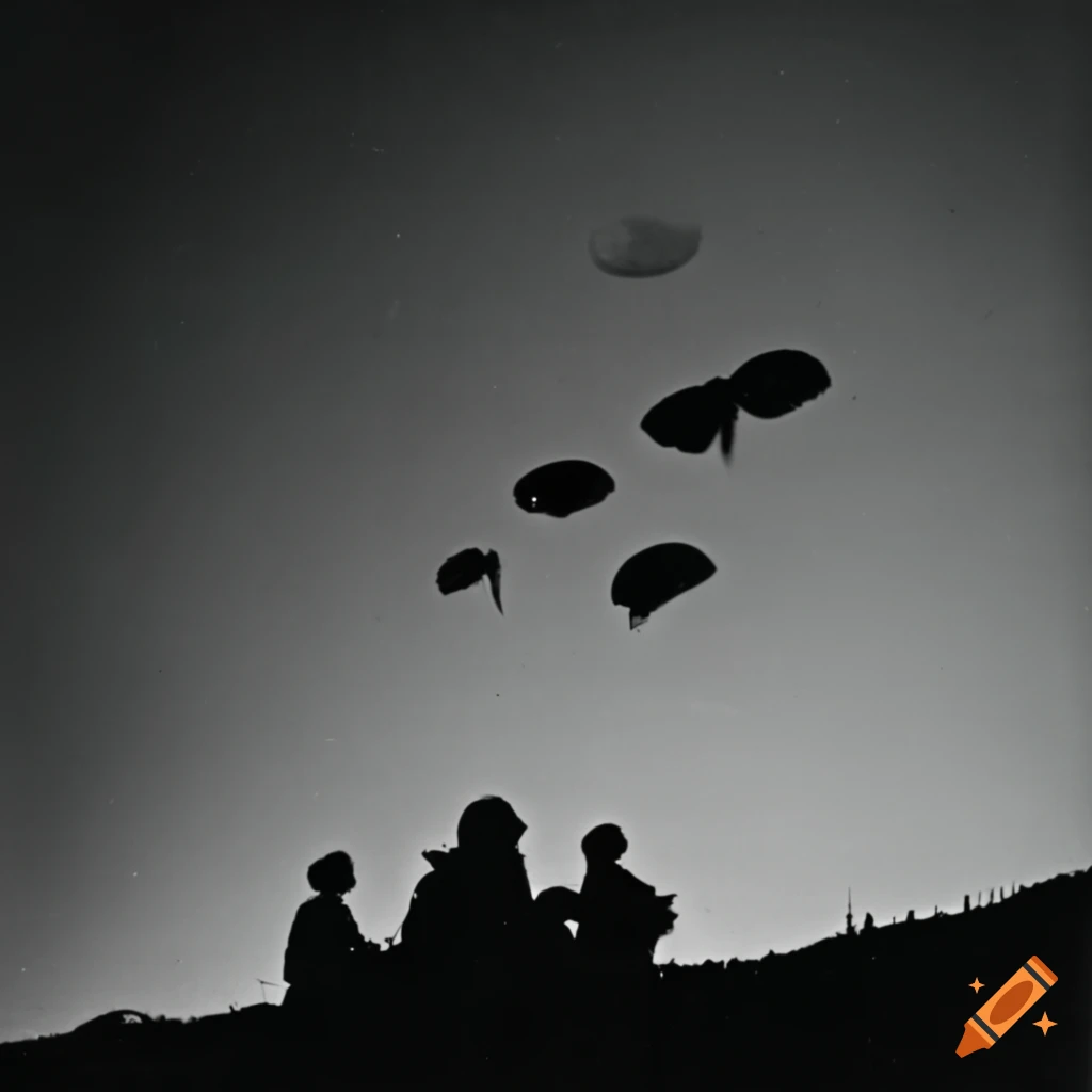 Ww2 paratroopers jumping from a c-47 at night on Craiyon